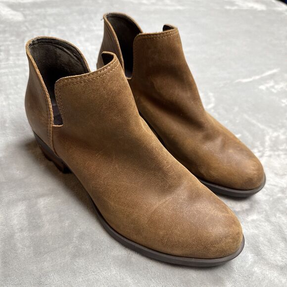 Sorel Women’s Size 10 Brown Leather Ankle Booties NL3780-242 Chelsea Style - Picture 1 of 9